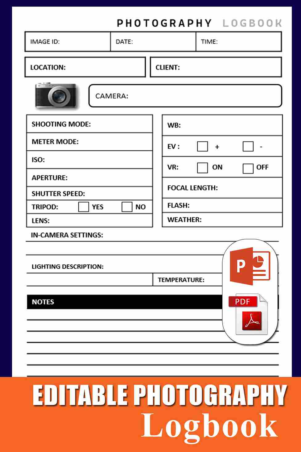Photographers Logbook Template